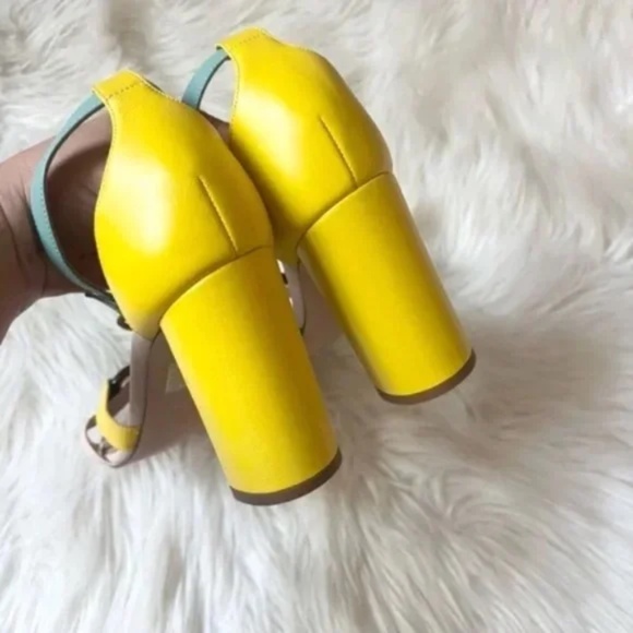 J. Crew Stella Color-Block Leather Tortoise Buckle Heels 8.5 - Picture 4 of 6